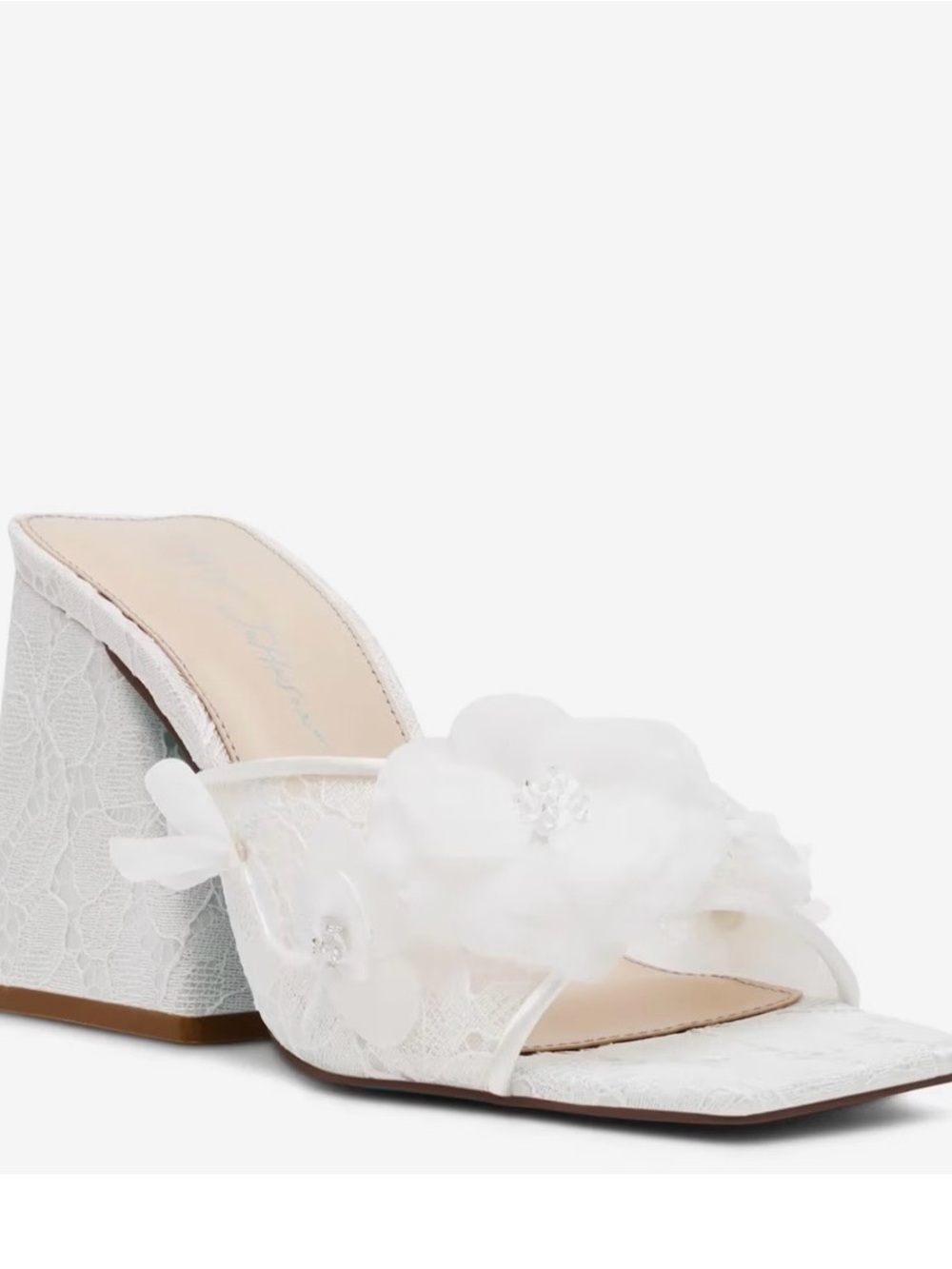 Betsey Johnson White Floral Lace Block Heel Mule